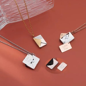 envelope locket necklace cutomized