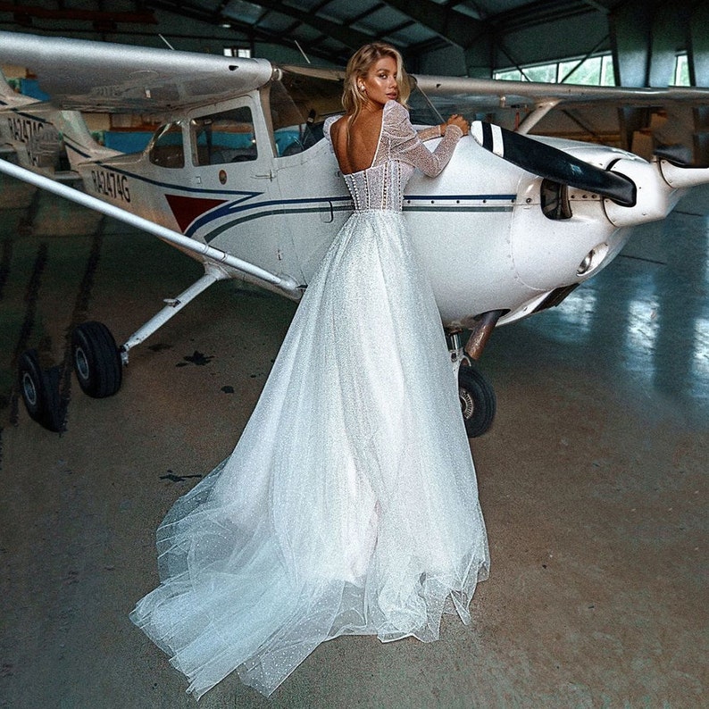 A Line Long Sleeve Bridal Dresses Wedding Dress 2021 Amsterdam Etsy