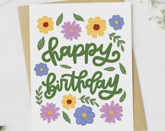 Twizler Geburtstagskarte Für Beste Freundin – Wildblumen-Design, Innen Blanko, 15,5x15,5 Cm Mit Umschlag