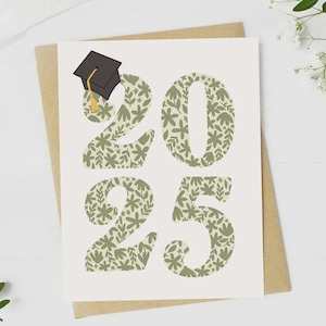 Carte de remise des diplômes à motif floral 2025