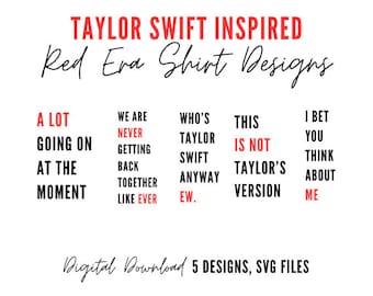 RED Era Shirt Design SVGs | 5 designs for swifties, Era&#39;s Tour SVG