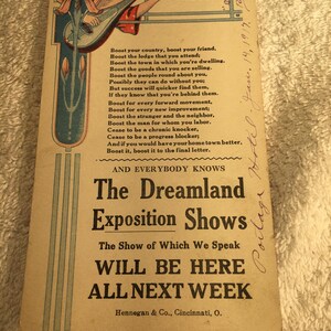 Vintage Werbekarte, The Dreamland Ausstellung zeigt…DS5