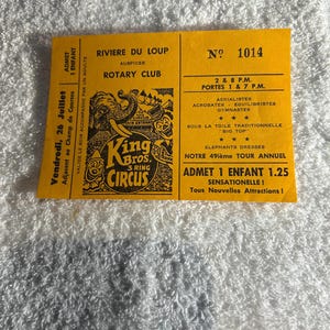 Vintage King Bros 3 Ring Zirkuskarte Riviere Di Loop, Quebec Kanada in französischer Sprache