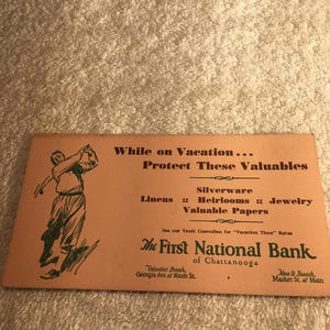 Vintage Werbekarte, The First National Bank of Chattanooga TN…DS5