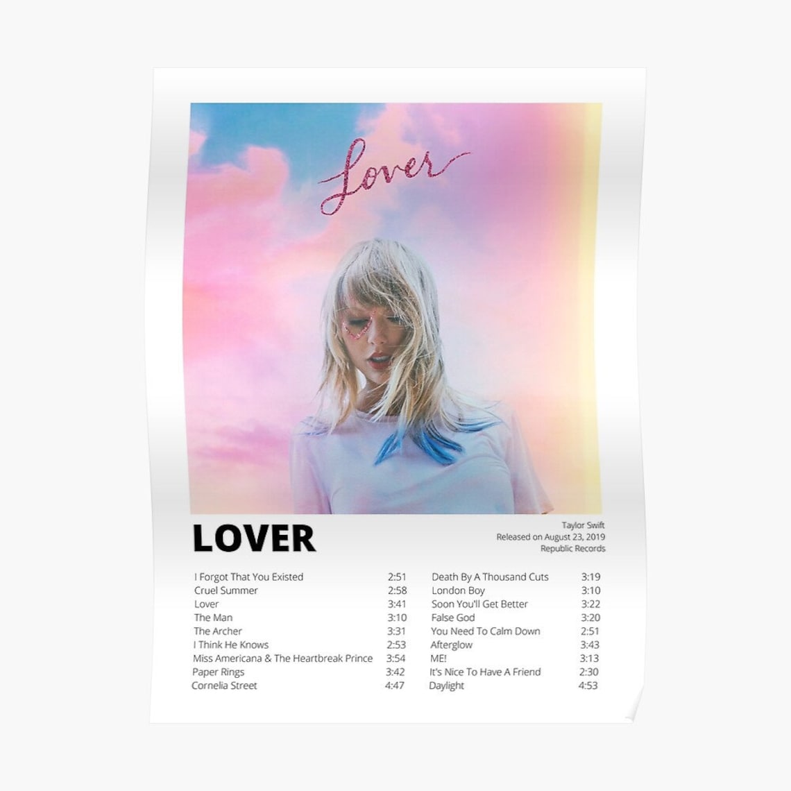 Lover Taylor Swift Album Poster | Etsy