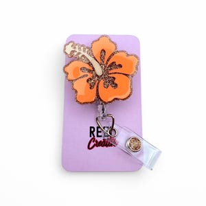 Hibiscus Retractable Badge Reel: Tropical ID Holder
