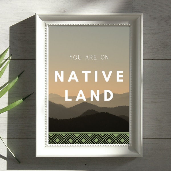 You Are On Native Land Poster, Printable Wall Art, Indigenous Peoples Day, Digital Download