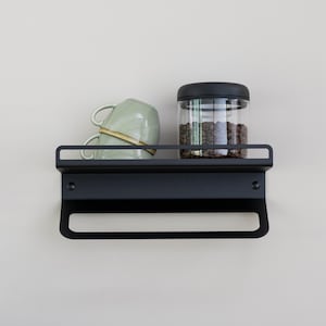 Barista wall shelf for cloths, milk jugs and coffee accessories from FLATE®
