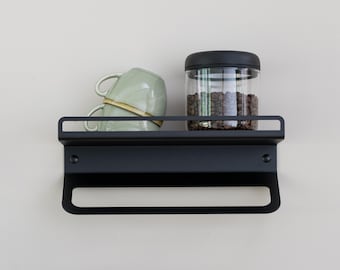 Barista wall shelf for cloths, milk jugs and coffee accessories from FLATE®