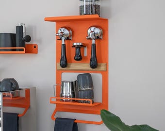 Barista shelf for portafilters, tamper and coffee accessories from FLATE®