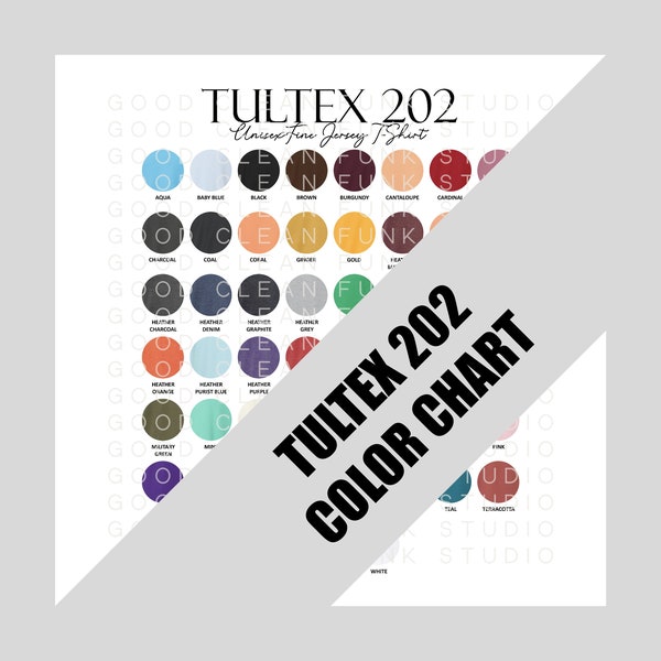 Color Chart - Tultex 202 Adult Unisex Fine Jersey T-Shirt, Available Colors for Tultex 202, Color Chart for T Shirt Shop, Tultex Color Chart