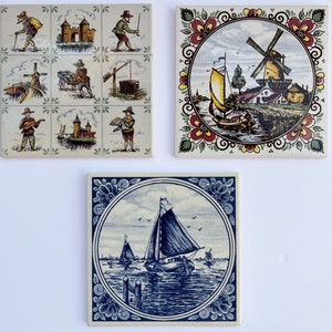 Vintage Delft Tiles, Vintage Dutch Tiles, Vintage Delft Plate, Delft Trivet, Vintage Tiles Holland