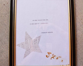 Typewritten Nietzsche Quote Print with Mixed Media, Framed Typewriter Quote