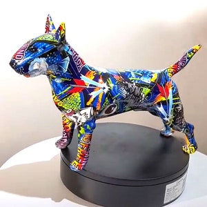 Graffiti Bull terrier Statue, Street Art Bull terrier Dog, Gift for Home Decor, Graffiti Dog Art, Dog Lover Gift Dog Decor