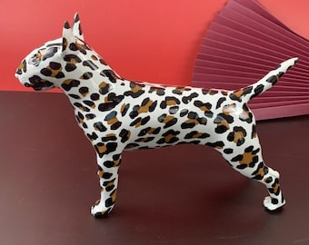 Leopard Bull Terrier Statue: Graffiti Dog Art Decor