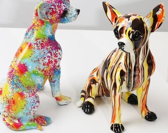 Graffiti Chihuahua Statue: Street Art Dog Decor