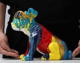 Graffiti French Bulldog Statue: Street Art Dog Decor