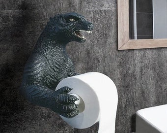 Godzilla Toilet Paper Holder Tissue Bathroom Decor Dinosaur