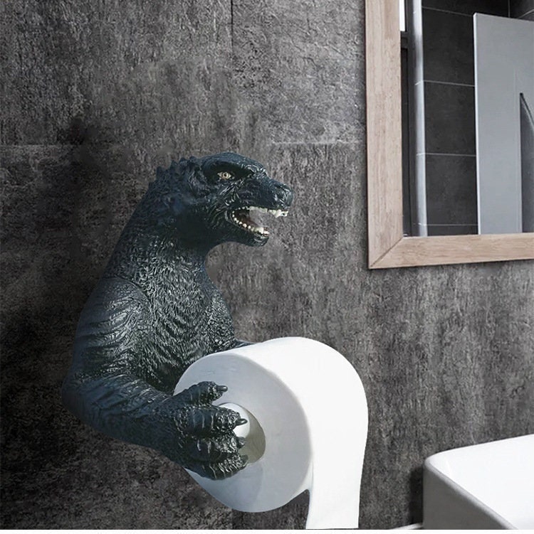 Godzilla porte-papier hygiénique, décoration de salle de bain, dinosaure, support mural pour papier hygiénique