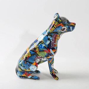 Graffiti Dog Statue, Street Art Boxer Dog, Gift for Staffordshire Bull Terrier, Graffiti Dog Art, Dog Lover Gift Dog Decor C