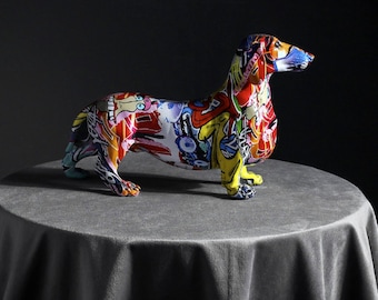 Hand-Painted Graffiti Dachshund Dog Art Decor