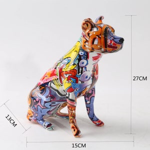 Graffiti Dog Statue, Street Art Boxer Dog, Gift for Staffordshire Bull Terrier, Graffiti Dog Art, Dog Lover Gift Dog Decor D