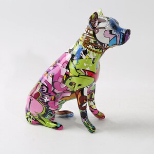 Graffiti Dog Statue, Street Art Boxer Dog, Gift for Staffordshire Bull Terrier, Graffiti Dog Art, Dog Lover Gift Dog Decor F