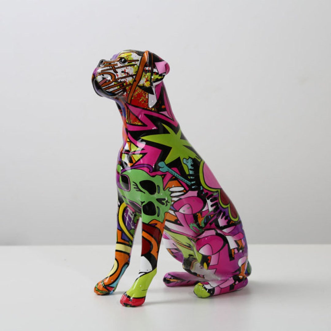 Graffiti Boxer Dog Statue Street Art Boxer Dog Gift for Home Etsy