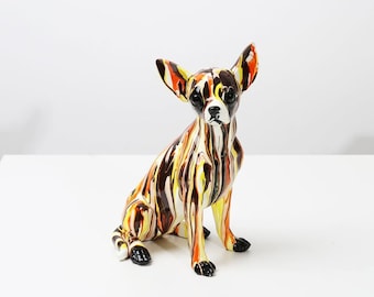 Graffiti Chihuahua Statue: Street Art Dog Decor