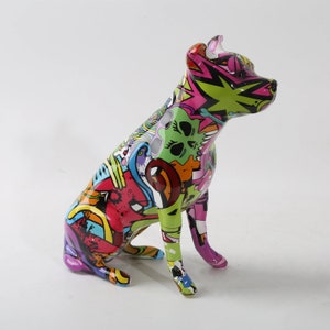 Graffiti Dog Statue, Street Art Boxer Dog, Gift for Staffordshire Bull Terrier, Graffiti Dog Art, Dog Lover Gift Dog Decor E