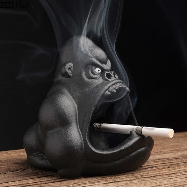 Gorilla Ashtray Ceramic cartoon animal Storage home décor office living room Office Decoration Gift Cool ashtray Monkey ashtray Apes