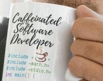 Caffeinated Software Developer Mug | Coffee Lover Mug | Coffee Lover Gift | Computer Programmer Mug | Geek Mug |  Software Engineer Mug