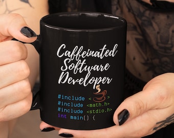 Caffeinated Software Developer Mug | Coffee Lover Mug | Coffee Lover Gift | Computer Programmer Mug | Geek Mug |  Software Engineer Mug