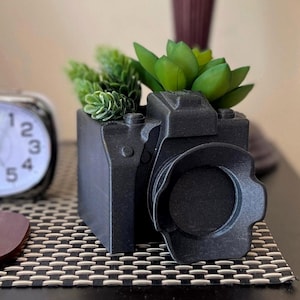 Maceta para cámara, suculenta, regalo para fotógrafo, decoración del hogar