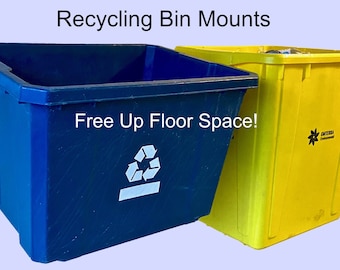 Recycling Bin Storage Mounting Organization Rack Hanger, Bin Hanger Kit, Free Up Floor Space