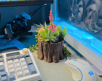 Log Stump Planter Pot Succulent, Pencil Holder, Office Desk Organizer, Nature Decor, Unique Storage Gift