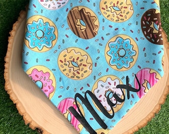 Personalized Donut Dog Bandana | Summer | Tie on Bandana | Donuts | Soft & lightweight