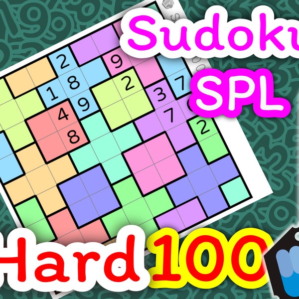 Hard [ES02W] Split Sudoku 100 Tables with "Guide" and "Solutions"