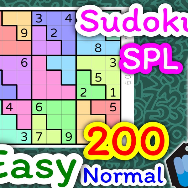 Easy+Normal [ES01E+ES01N] Split Sudoku 200 Tables with "Guide" and "Solutions"