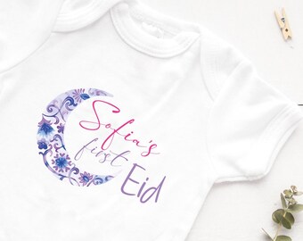 First Eid Baby bodysuit, Personalized Name Eid BodySuit
