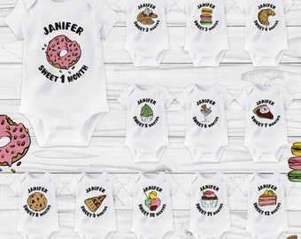 Baby Monthly Milestone Personalized Onesies, personalized baby bodysuit, baby vest