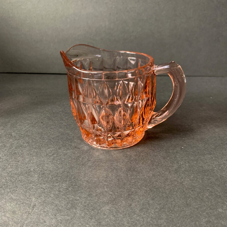 Pink Depression Glass Sugar and Creamer Set Etsy