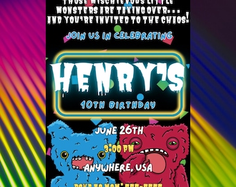 Fuggler Birthday Invitation: Monster Party Invite (Digital)