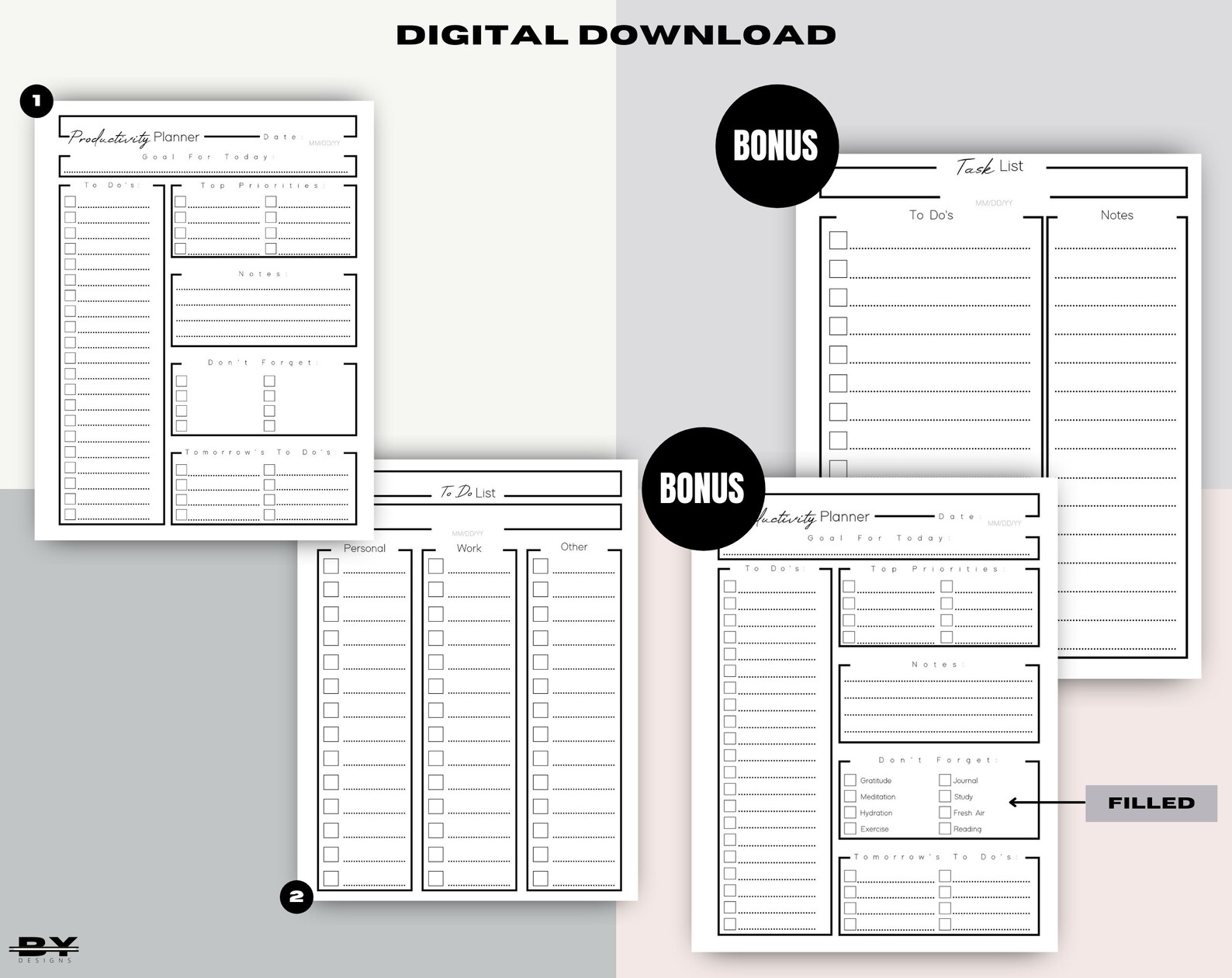 Printable Daily Productivity Planner With Task List | Etsy