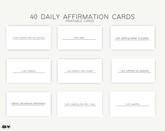 May include: Printable affirmation cards with positive messages like "I love myself and my journey" and "I am getting better everyday".