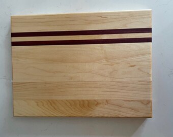 Large 12"x18" Maple Cutting/Serving Board with Walnut Stripes