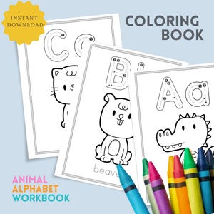 Kleurboek Alfabet | Afdrukbare ABC-pagina's | Leren voor peuters en kleuters | Leuke educatieve activiteit | Direct downloaden