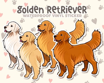 Pegatina de perro / Pegatina de golden retriever / Vinilo impermeable, Regalo para amantes de las mascotas