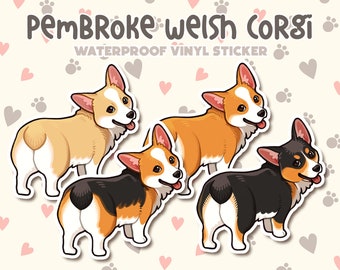 Dog Sticker | Corgi Sticker | Waterproof, Vinyl, Pet Lover Dog Breed Gift
