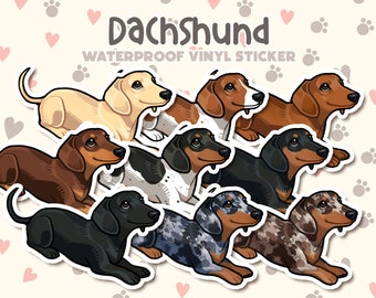 Dog Sticker | Dachshund Weenie Dog Sticker | Waterproof, Vinyl, Pet Lover Dog Breed Gift